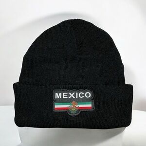 Thermal Winter Beanie with Embroidered Mexico Logo, Black